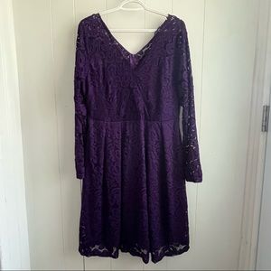 Purple Lace Long Sleeved Dress Size 2XL